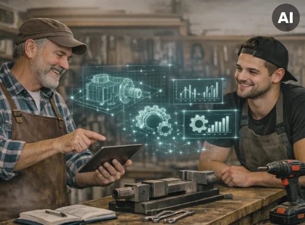 Schmuckbild AI Werkstatt mit zwei Männer