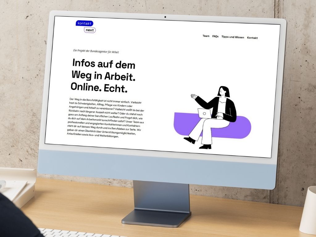 Bildschirmansicht Website kontakt Next